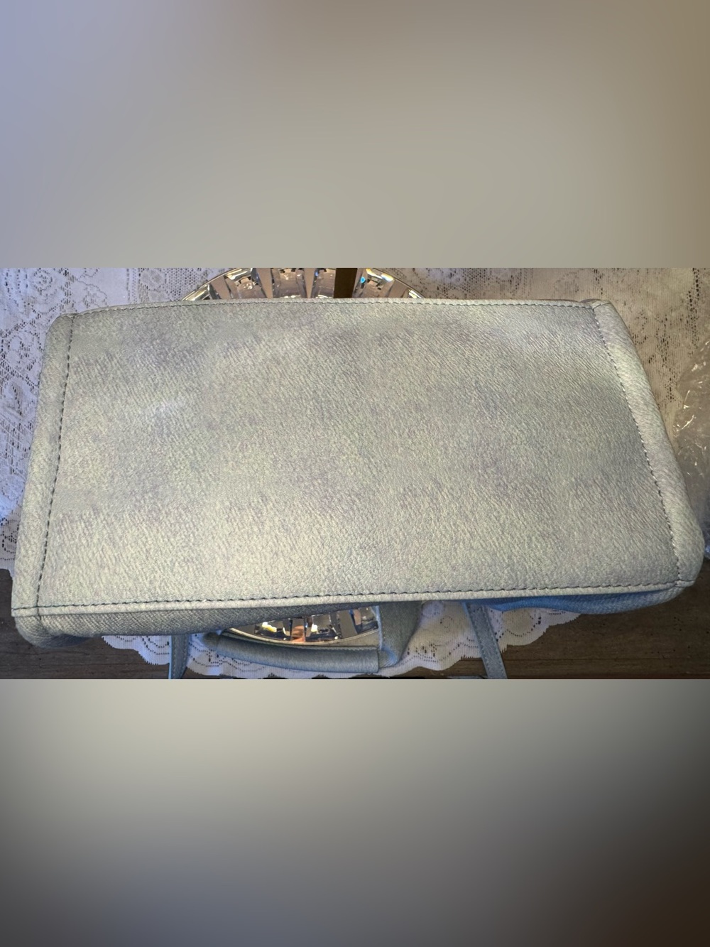 Betsey Johnson Light Blue Denim Mini Tote with Teddy Charm - Picture 12 of 12